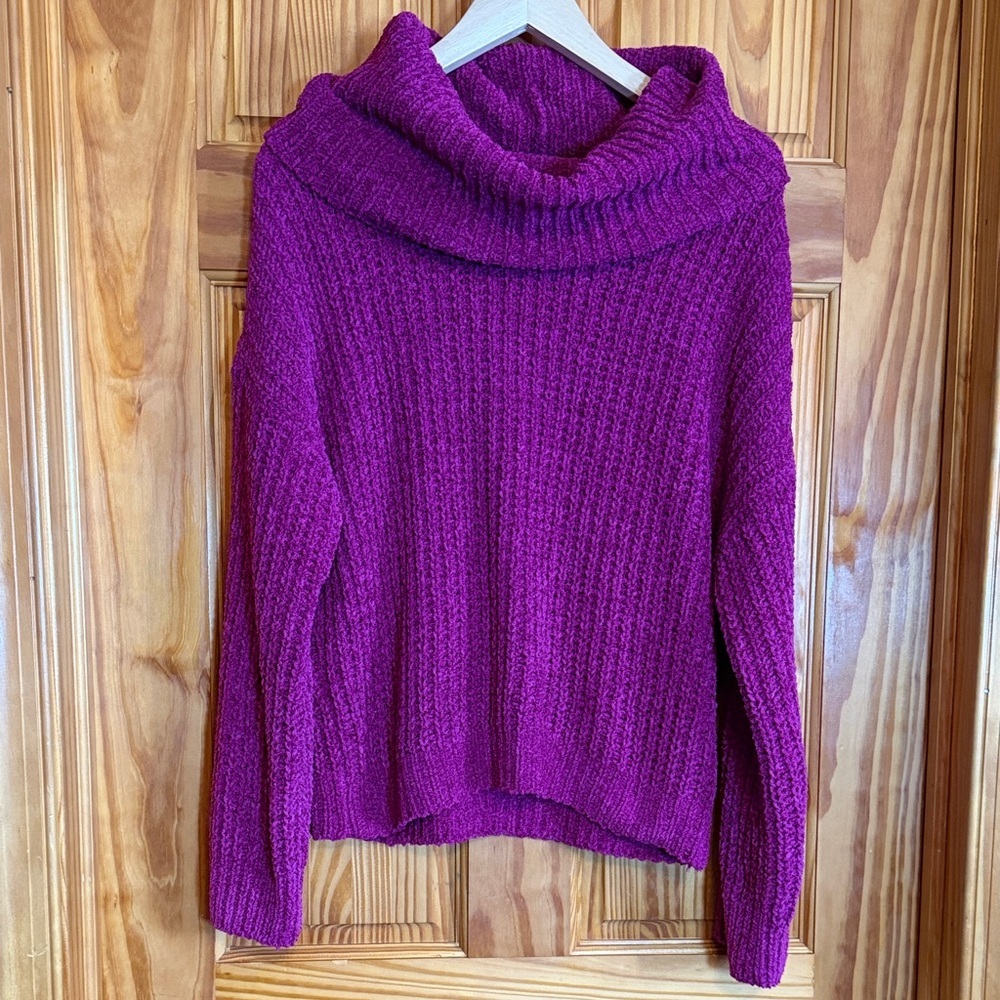 Express Rich Magenta Cowl Neck Sweater